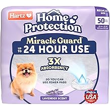 Hartz Home Protection Miracle Guard Lavender Scented Dog Pads, Regular Size 50 Count, 24 Hour Use, Wont Leak and Odor Eliminating