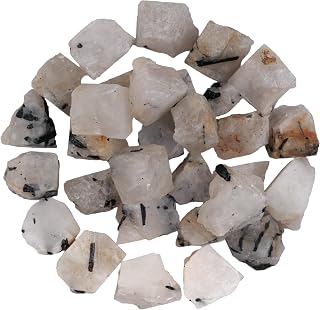 Black Rutile Quartz Raw Crystals - Rough Healing Crystals and Stones - Unpolished Gemstones - Tumbling Rough Rock - Assorted Crystals - Mystery Crystal Box - Reiki Supplies