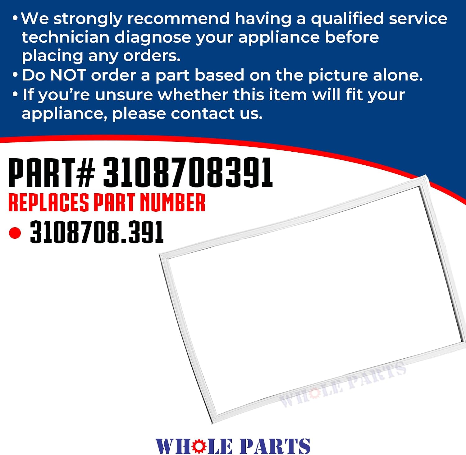 Upgraded Whole Parts RV Refrigerator Door Replacement Gasket Kit Part# 3108708391 - Replacement & Compatible with Some Dometic RV Refrigerators