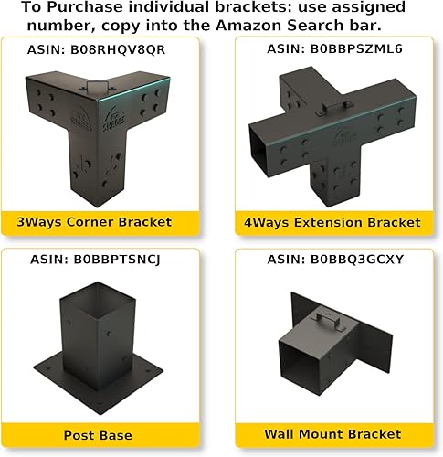 Miniatura 6 de EZ Shades - Kit de pérgola independiente, kit de pérgola duradero y moderno con soportes de esquina y bases de poste, fácil de instalar, pernos y