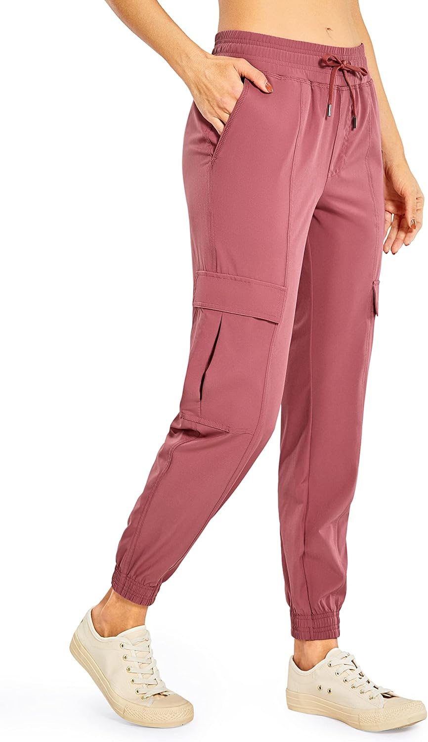 CRZ YOGA Women's Lightweight Scrub Cargo Pants Quick Dry Drawstring Travel Workout Running Hiking Joggers with 4 Pockets : Sports & Outdoors