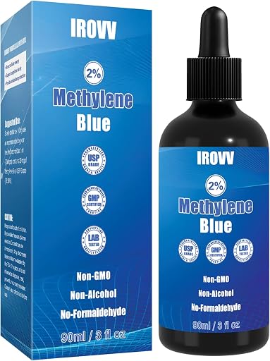 3 fl oz 2%Methylene Blue Drops USP/Pharmaceutical Grade 99.99%Pure Solution | Third-Party Tested/No Formaldehyde/Glass Bottle/GMP production certification/Make the Mind Clearer
