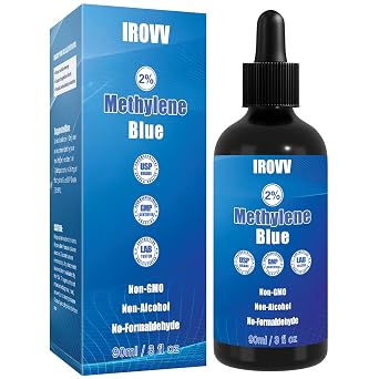3 fl oz 2%Methylene Blue Drops USP/Pharmaceutical Grade 99.99%Pure Solution | Third-Party Tested/No Formaldehyde/Glass Bottle/GMP production certification/Make the Mind Clearer