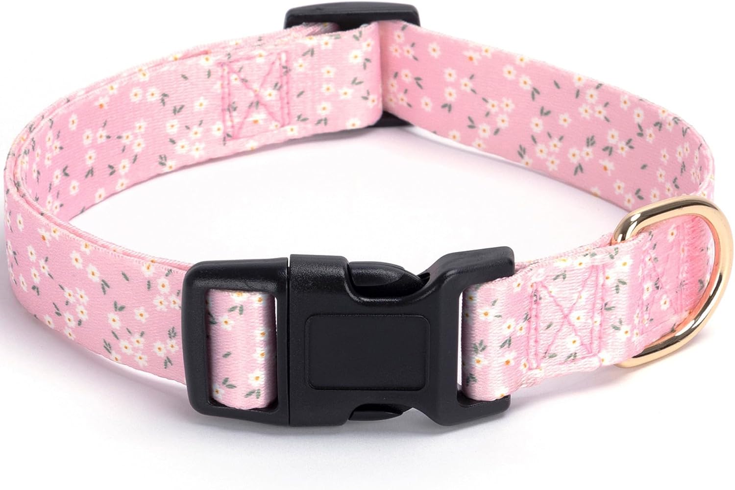 Floral Dog Collar, Cute Puppy Collar with Buckle Adjustable, Flower Pink S