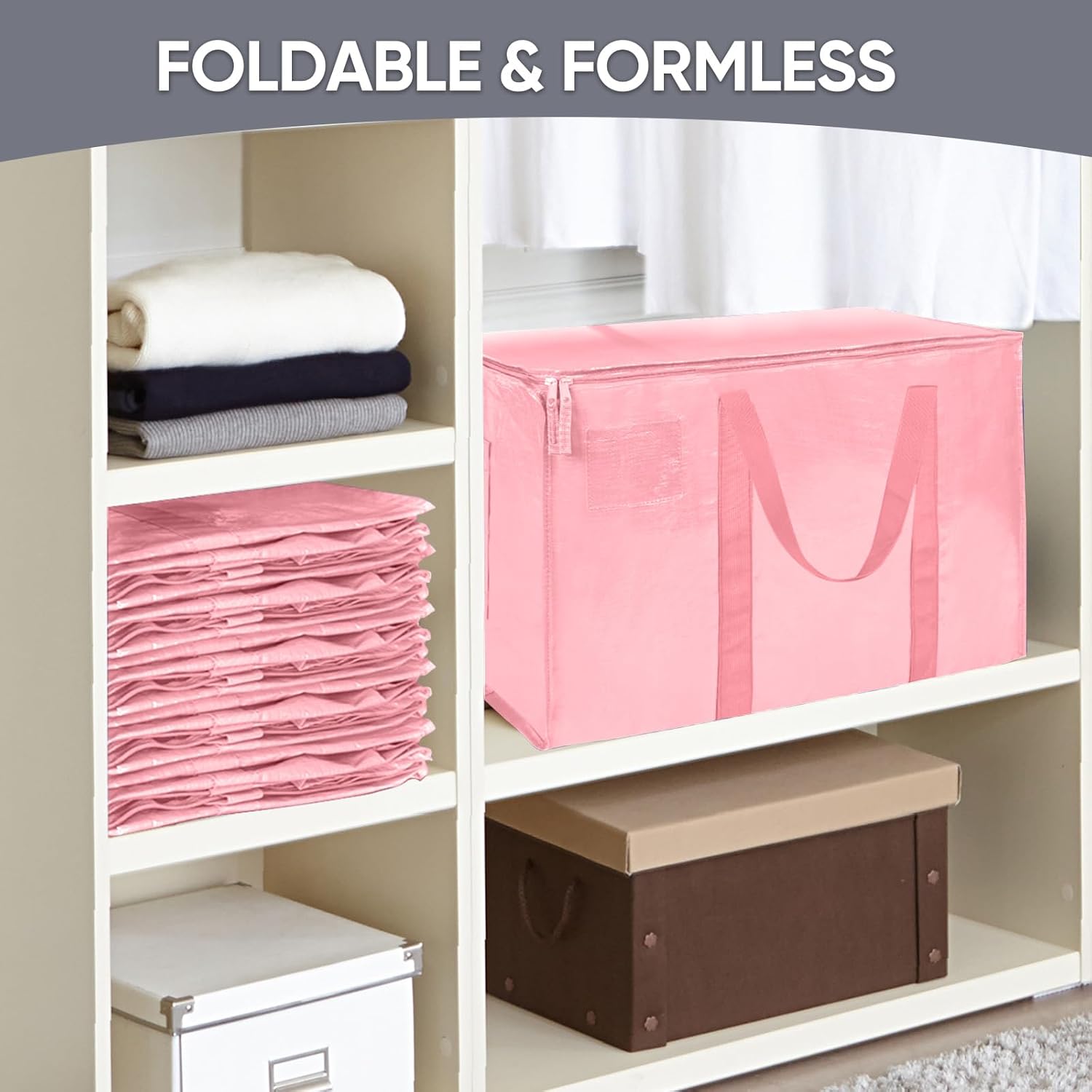 TICONN 8 Pack Extra Large Moving Bags Heavy Duty with Zippers & Carrying Handles, Durable Storage Bags Moving Boxes for Closet Organizers and Storage (8 Pack, Coral) - Image 8