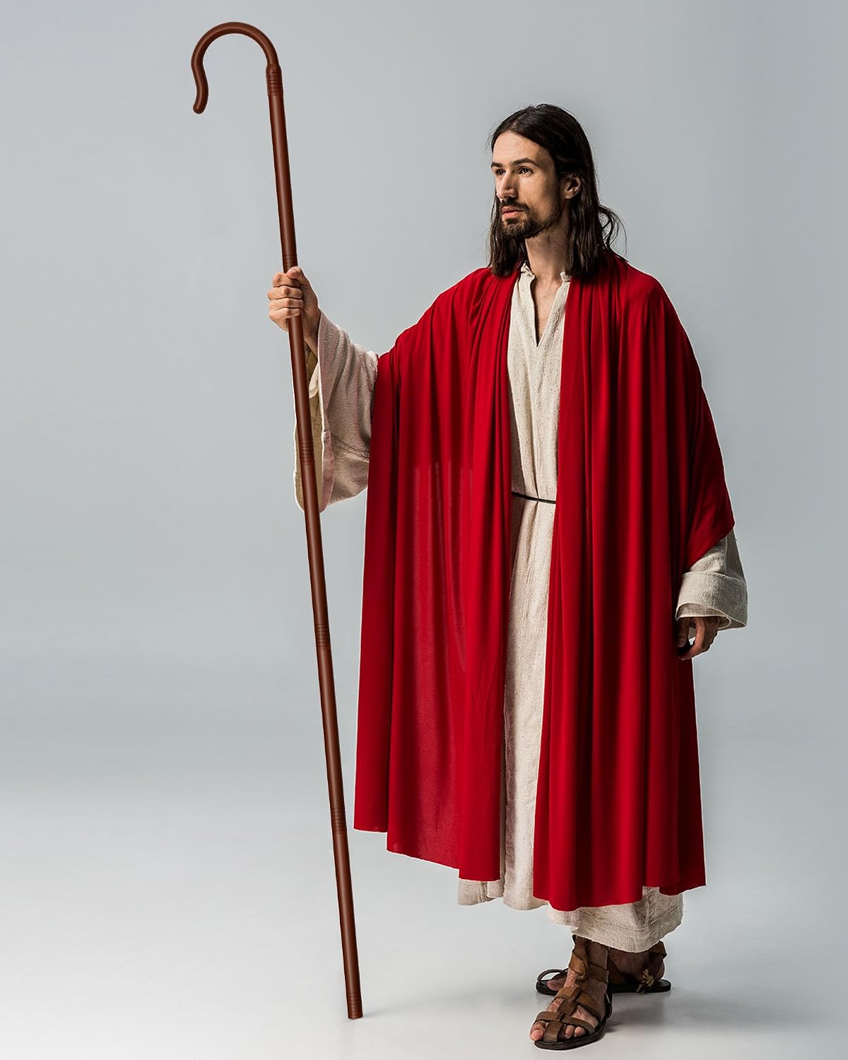 Poen Easter Shepherd's Staff Hook Prop Costume 5Ft Tall Walking Cane Stick Plastic Crook Staff Shepherd Cosplay Accessory