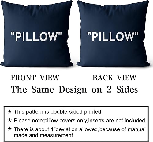 Miniatura 2 de Hypebeast - Juego de 2 fundas de almohada decorativas inspiradas en azul marino con cita decorativa, decoración de cabeza de tenis, funda de cojín