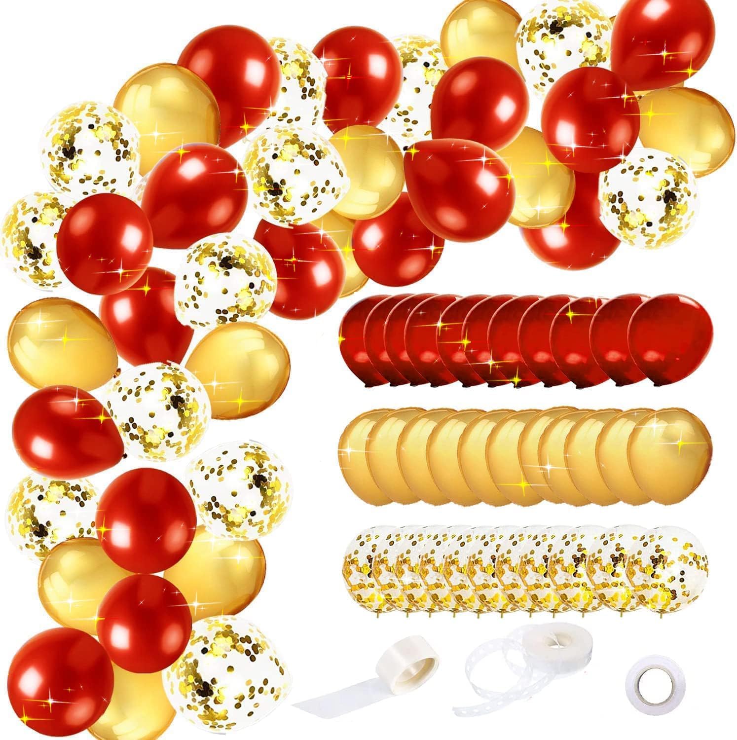 Graduation Decorations Red Gold 2025/USC Graduation Party Decorations Class of 2025 Valentines Day Backdrop/Birthday Red Gold Balloons 45pcs
