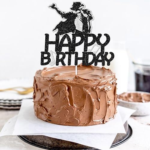 Miniatura 5 de Decoración de pastel de música con temática de feliz cumpleaños, púas de decoración con purpurina negra para silueta, aniversario, fiesta de