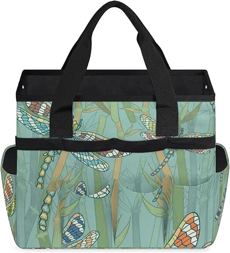 Miniatura 2 de Dragonfly Branches Pattern Garden Tool Tote Bag for Women Men Gardening Tool Storage Bags with 10 Pockets Standable Garden Home Tool Kits Organizer