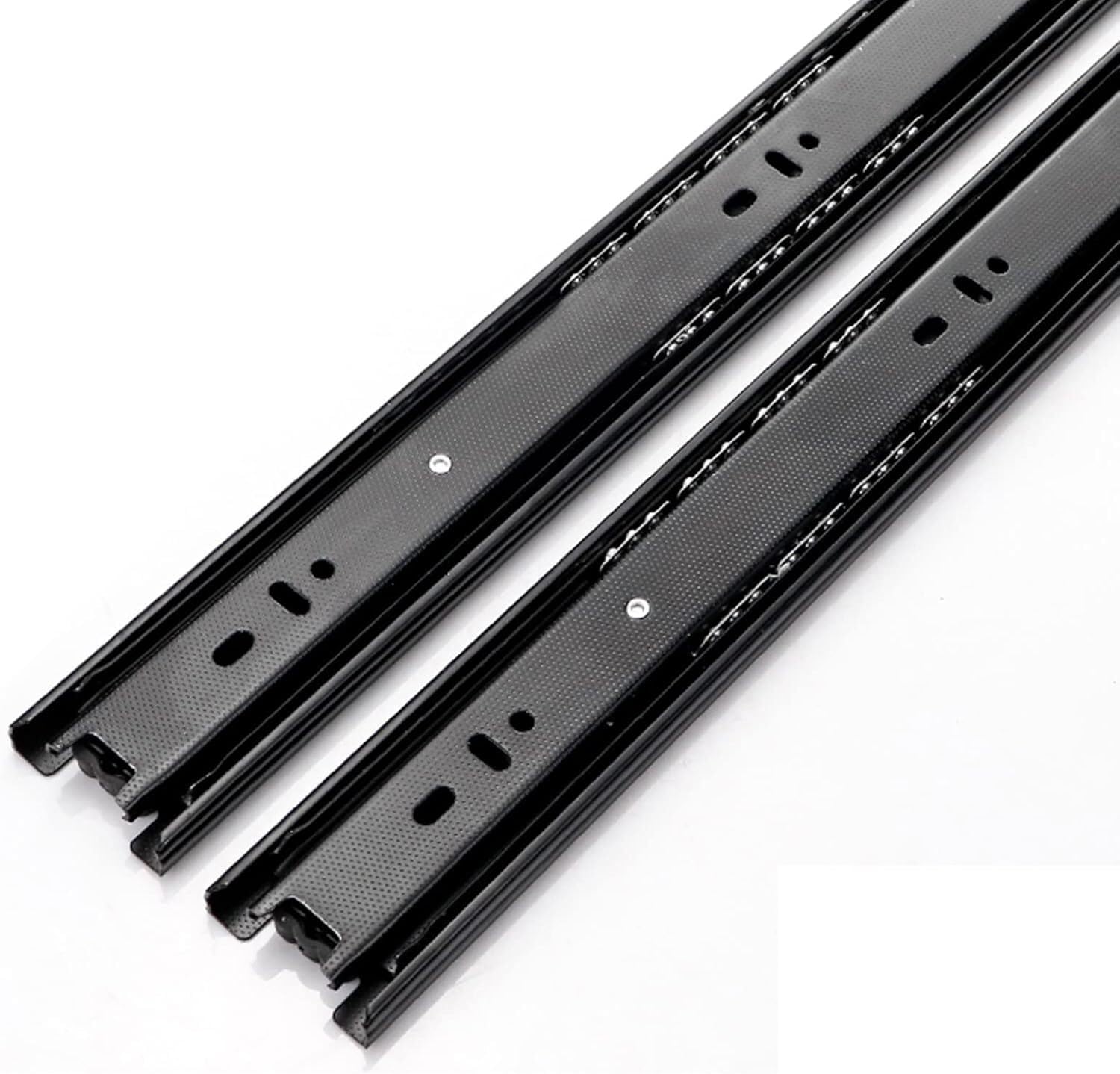 Drawer Runners Slides Three -Section Rails Mute Slippery Home Side -Mounted Cabinet Slide Replacement(Black Steel,350mm)