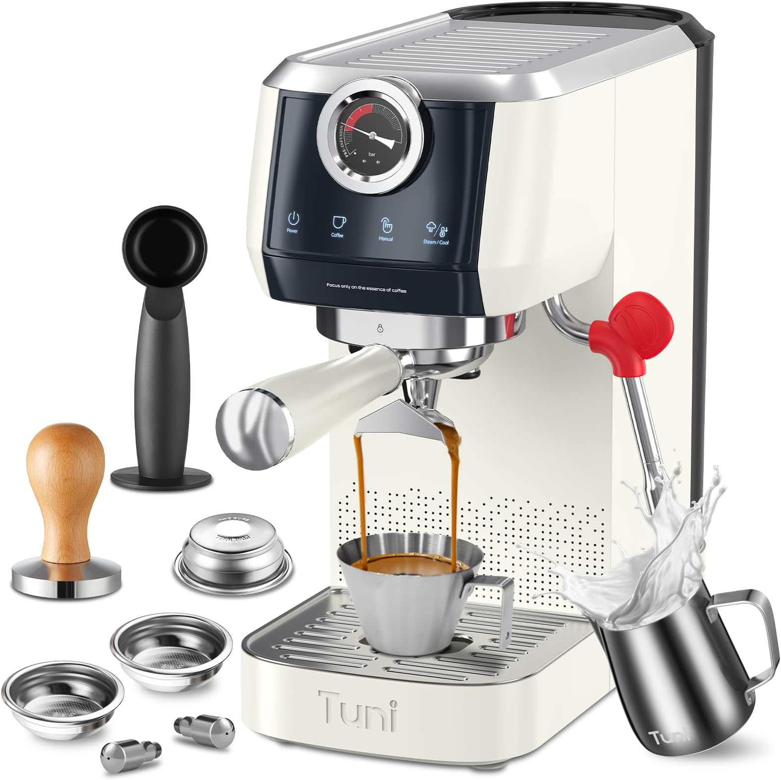 Tuni E2 58mm Espresso Machine - Dual Boiler (Immediate Milk Frothing) | PID NTC Temp Control | 20 Bar ULKA Pump | Stainless Steel Semi-Automatic Coffee Maker | Gift for Coffee Lovers