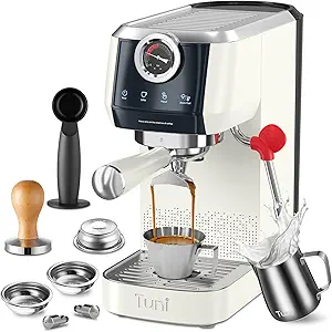 Tuni E2 58mm Espresso Machine - Dual Boiler (Immediate Milk Frothing) | PID NTC Temp Control | 20 Bar ULKA Pump | Stainless Steel Semi-Automatic Coffee Maker | Gift for Coffee Lovers