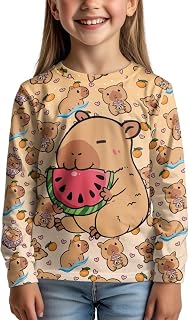 JEOCODY Kids Long Sleeve Shirts Boys Girls Crewneck Soft Tee Tops Size 3-16
