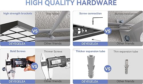 Miniatura 5 de DEYEGELEA Adecuado para paredes de hormigón. Estantería de almacenamiento de garaje montada en la pared, 2 x 6 pies, carga 500 libras estantes de