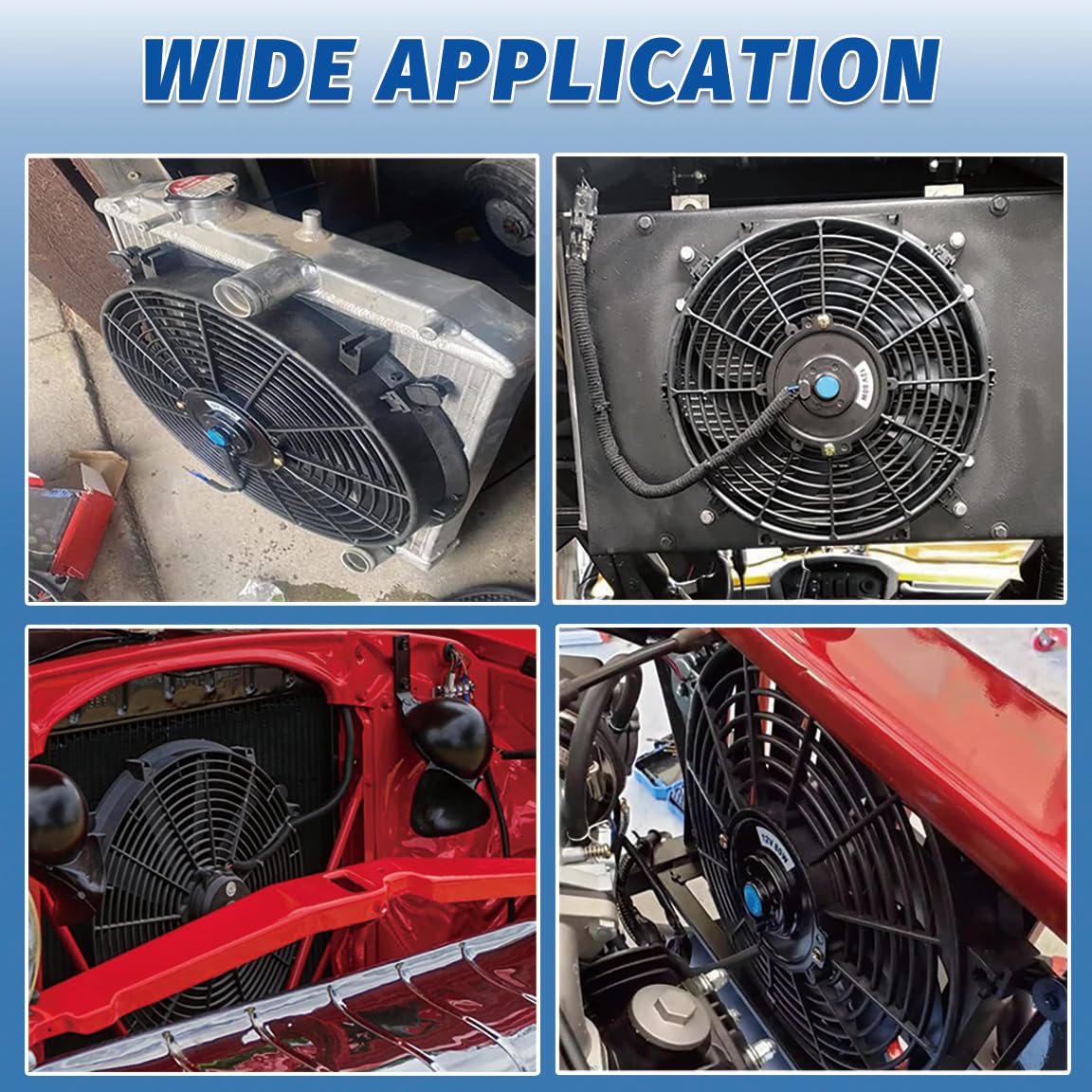 Twilight Garage 9 pollici 12V 80W esile ventola di raffreddamento elettrica del radiatore con il kit di montaggio del ventilatore nero