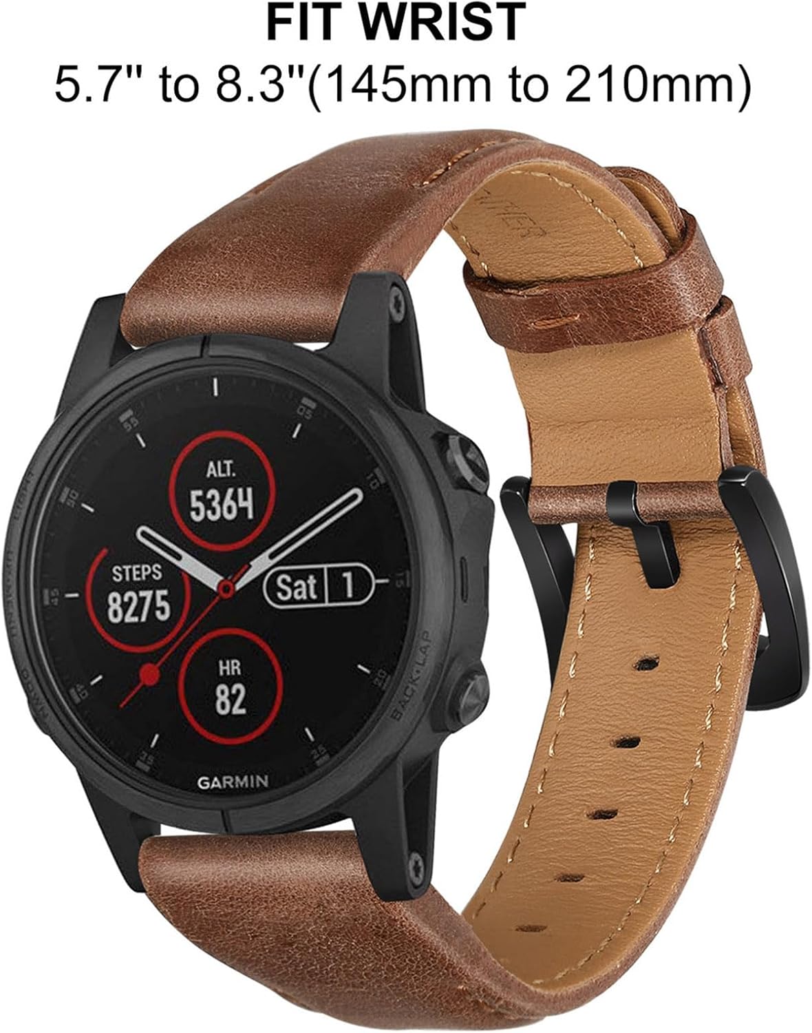 Unoxiento Quick Fit Band for Fenix 8 47mm / E / 7/6 Pro / 5 Plus, 22mm Genuine Cowhide Leather Strap for Garmin Instinct 3 Solar 45mm / Epix Pro 47mm