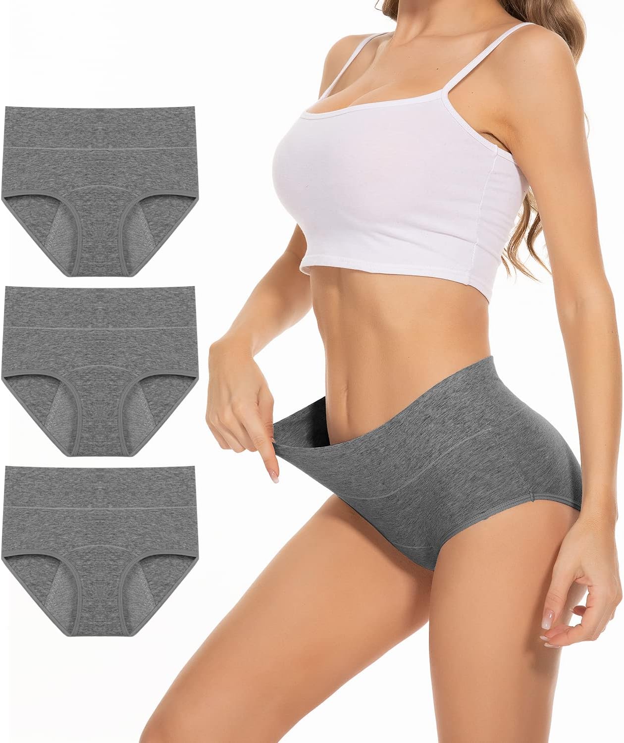 PULIOUWomen Period Pants High waisted Heavy Flow Postpartum Underwear Leakproof Menstrual Knickers Extra Protection Pack of 3Global Recycled StandardGlobal Recycled StandardGlobal Recycled Standard