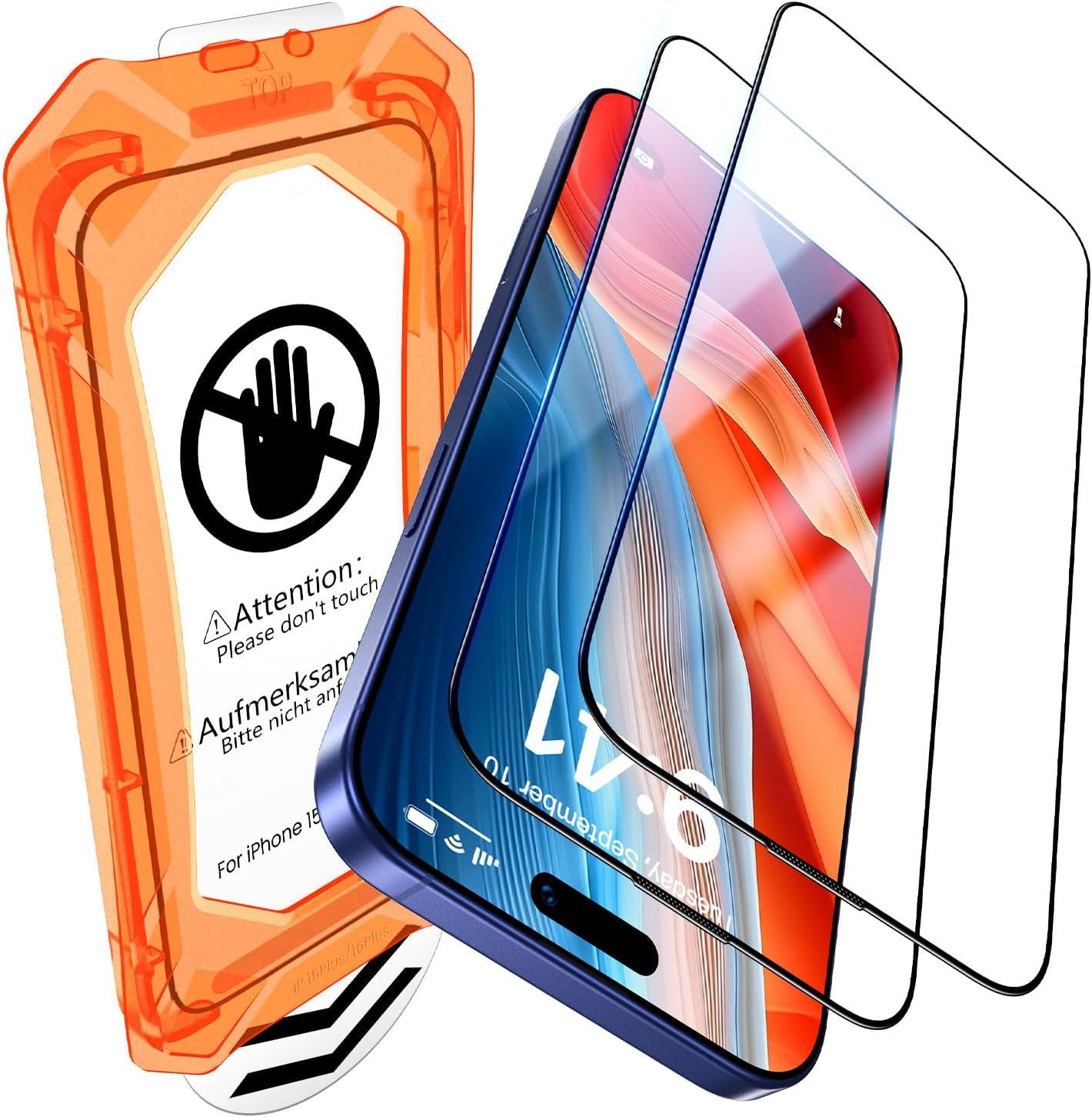 UniqueMe for iPhone 16 Plus Screen Protector - [Military Grade Shatterproof & 9H+ Hardness] Screen Protector 16 Plus Tempered Glass Full Coverage Protection, Easy Installation, 2 Packs