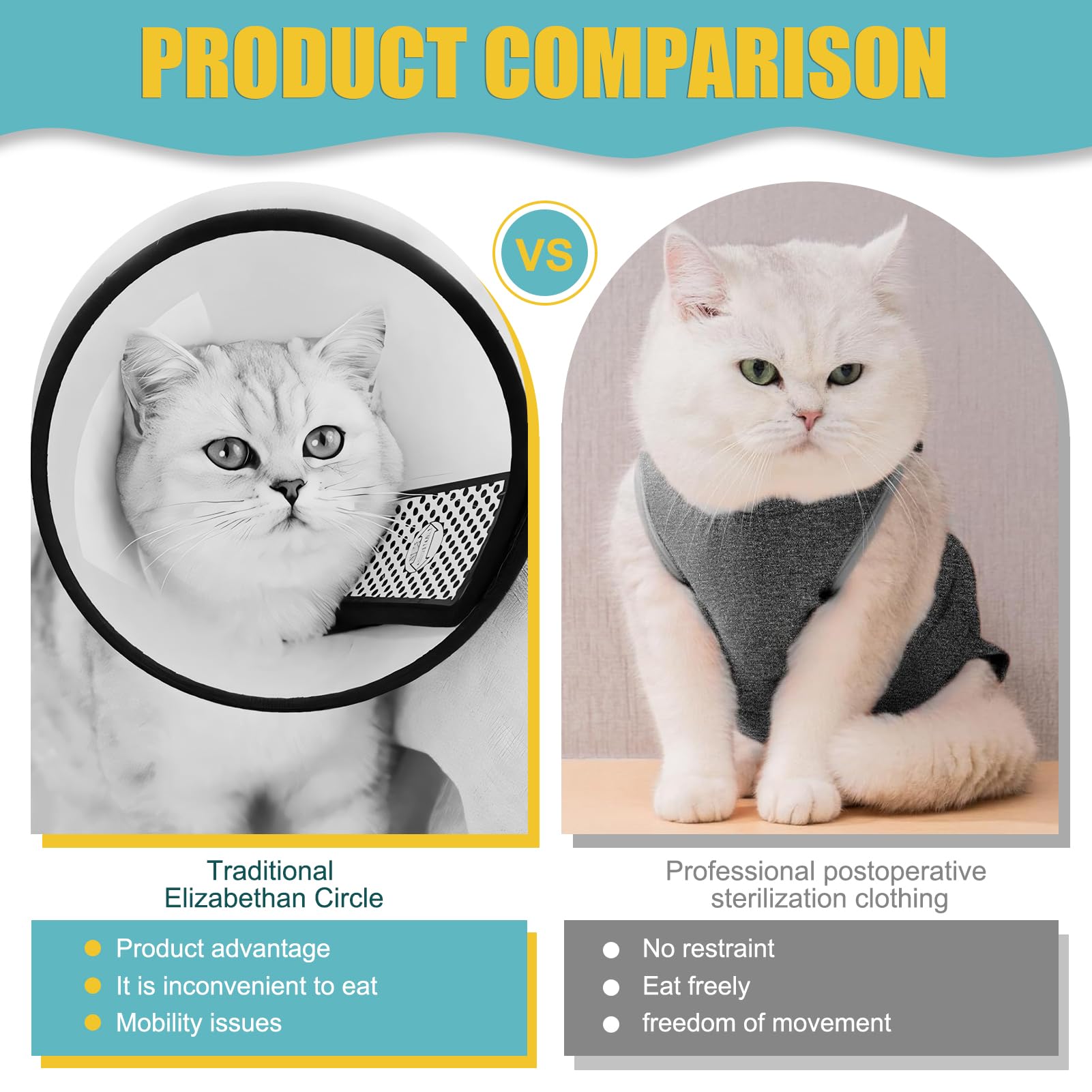 Body pour Chat après Stérilisation, Body Chat Post Opératoire pour Femelle & Mâle, Coton Doux, Protection Plaies Abdominales, Convient pour 3-5kg, Taille M - Gris