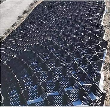 QWEASDF 5cm/2in Geogrid, HDPE Honeycomb Geocell Grid Paver Base Panels with Holes, Outdoor Driveway Gravel Stabilizer, Floor Ground Grid for Parking Pathway, Can be Cut,2 * 4m6.56 * 13.12ft