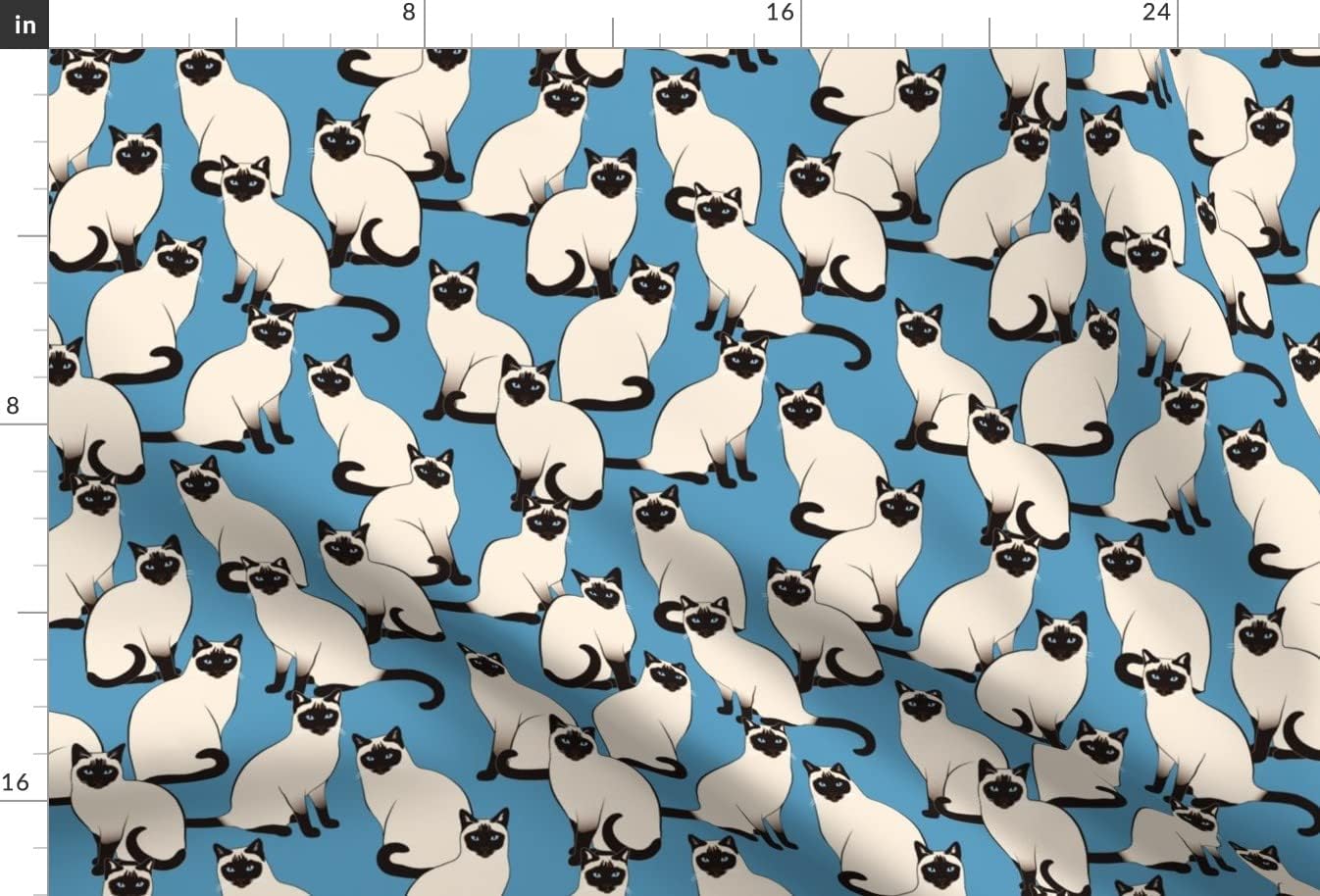 Spoonflower Fabric - Siamese Cats Blue Cat Pets Beige Pattern Turquoise Elegant Animal Printed on Minky Fabric by The Yard - Sewing Baby Blankets Quilt Backing Plush