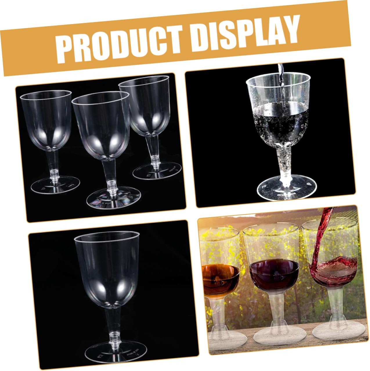 48pcs Clear Plastic Wine Cup Reusable Martini Glasses for Parties Restaurants Events Lightweight Elegant Drinkware for Whiskey Juice More