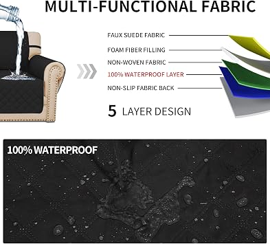 Easy-Going Waterproof Non-Slip Couch Cover, Small Chair, Black