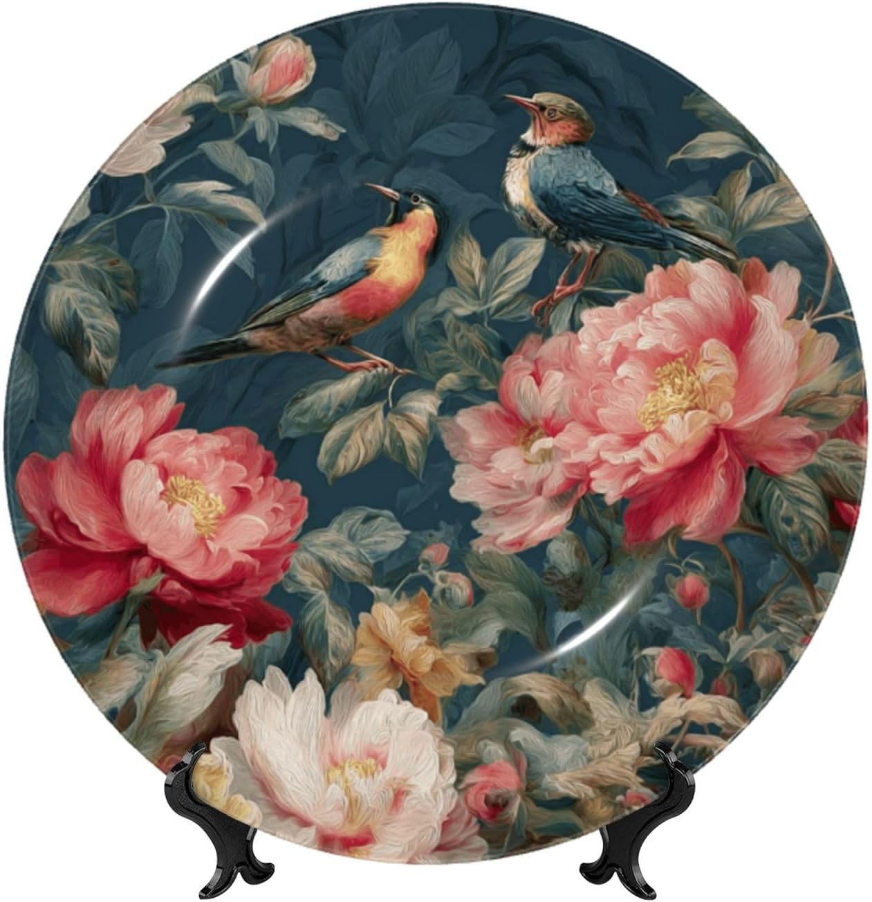 Decorative Plate Art Crafts Bone China Decorative Plate with Display Rack Souvenir Wall Decor Ceramic Ornaments Dinner Plates Ceramic Decoratives Plates for Home Office 10in