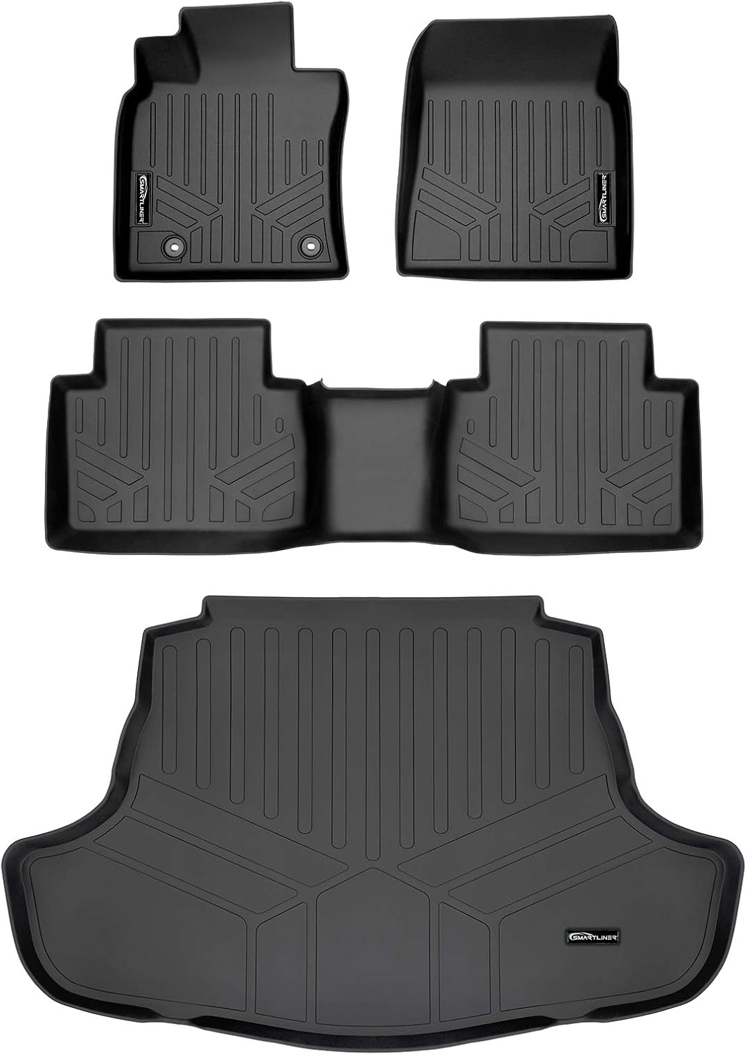 SMARTLINER Custom Fit Floor Mats 2 Rows and Cargo Liner Set Black Compatible with 2018-2022 Toyota Camry Hybrid Models Only
