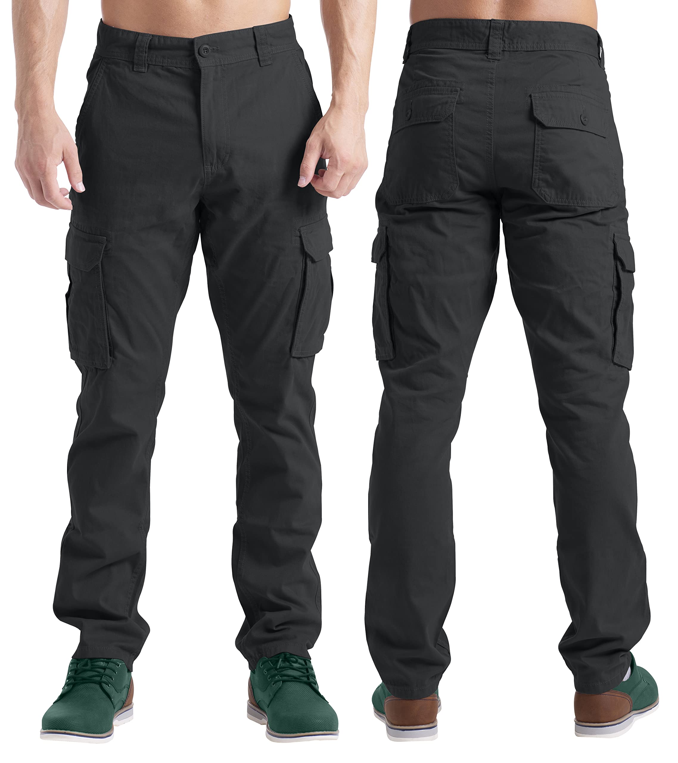 BlauerHafen Pantaloni Cargo Uomo: Elasticizzati, 98% Cotone, Tasche Multiple (6 Tasche) - Vestibilità Comoda Per Lavoro E Tempo Libero