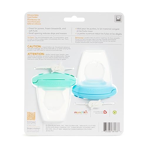 Miniatura 8 de Munchkin Comedero de silicona para alimentos para bebés para sólidos y purés, ideal para autoalimentación y destete LED para bebés, paquete de 2,