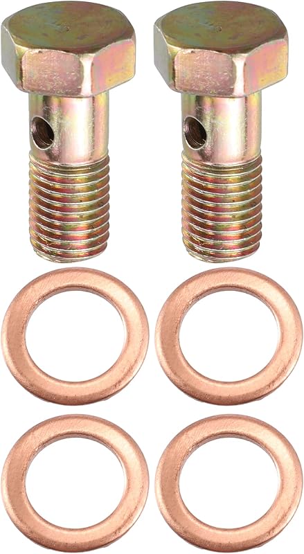 Kit de adaptadores de conexão banjo para freio X AUTOHAUX M8x1,25 com espaçadores de 8 mm – 2 parafusos e 4 arruelas
