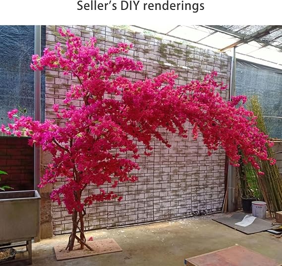 Large Artificial Bougainvillea Tree Gorgeous Simulation Landscape Tree Stunning Fake Plant for Indoor Outdoor Decor Modern Home Office Living Room Floor Decor Fake Bougainvillea Tree(2mx1.8m)