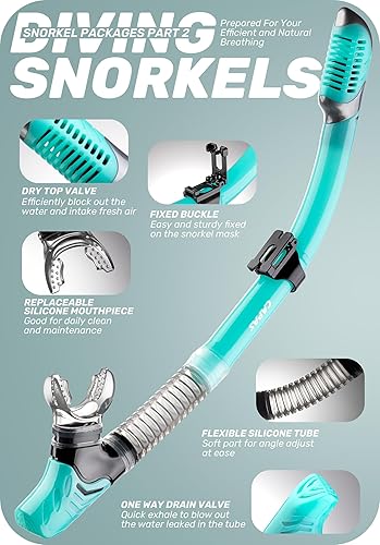 Miniatura 4 de CAPAS Juego de aletas de máscara de esnórquel, equipo de esnórquel de tamaño de viaje para adultos con aletas ajustables, máscara de buceo y