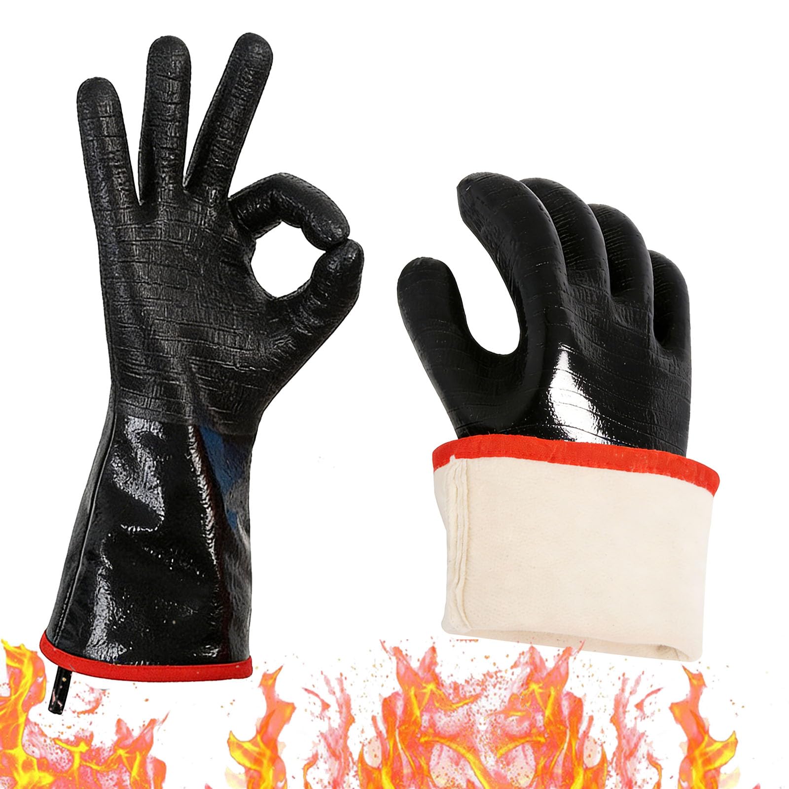 Gants barbecue 35cm en néoprène de haute qualité résistant à 500°C