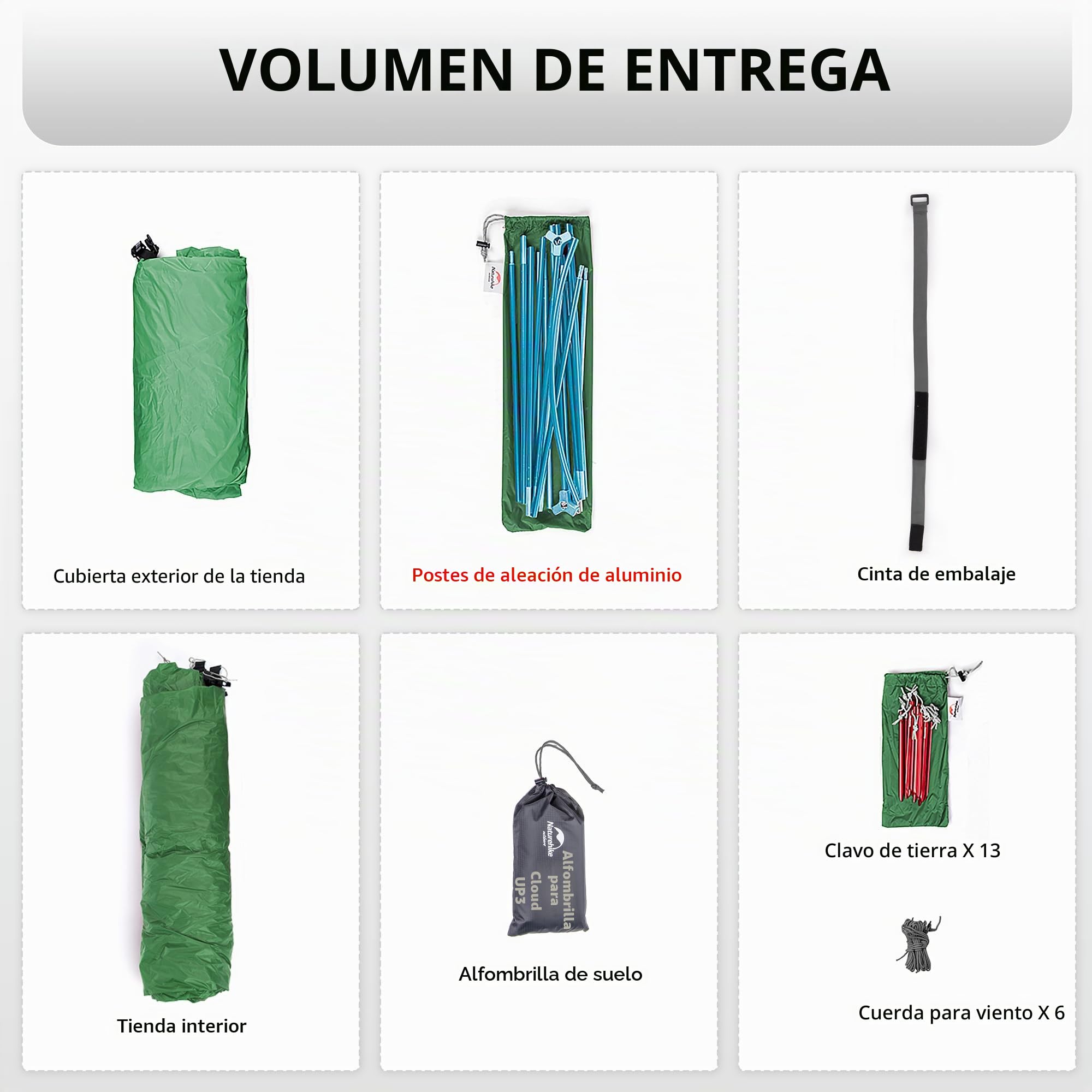 Naturehike Cloud-up Ultraligero 3 Persona Tienda de campaña Impermeable Doble Capa Camping Tienda de campaña