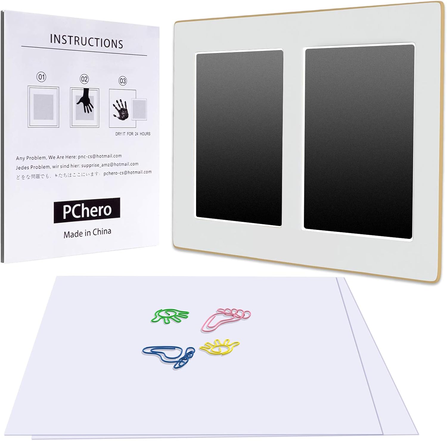 CleanTouch Baby Ink Pads, PChero 1PC Dual Baby Handprint and Footprint Ink Pad Set for Newborns