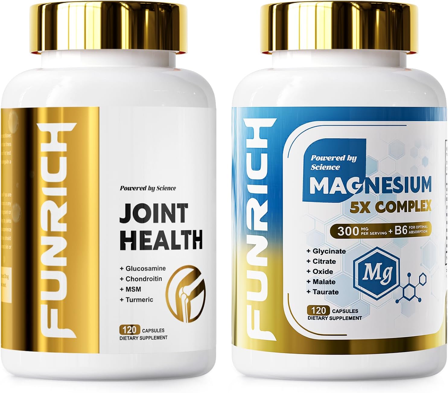 Glucosamine Chondroitin MSM & Magnesium Complex Supplement Set, 2 individual bottles Glucosamine Complex and Magnesium Complex for Cartilage, Joint Health and Muscle Bone Support- 240 Capsules