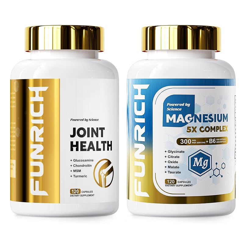 FUNRICH Conjunto de suplementos de condroitina, glicosamina, MSM e magnésio, 240 cápsulas