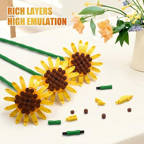 Miniatura 3 de Bloques de construcción, ramo de flores, kit de plantas, flores artificiales creativas, colección botánica, juguete de construcción de ladrillos de