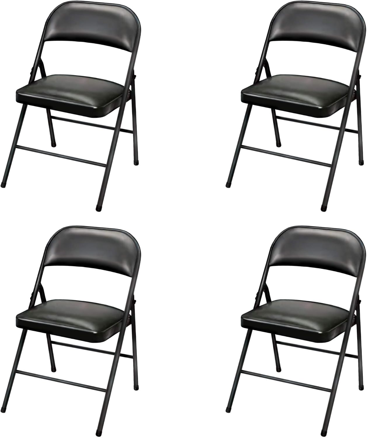 Plastic Development Group Indoor/Outdoor Metal Steel Padded Folding Fold Up Party Chair, Black (4 Pack) : Home & Kitchen