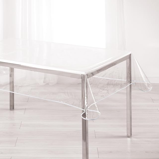 Decor Ligne Nappe Rectangular Crystal Tablecloth 140x240 cm, PVC, white, 140 x 240 cm