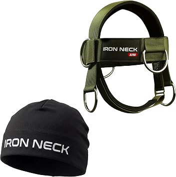 Iron Neck , Versatile Neck Exerciser, Strengthener and Trainer with Adjustable Head and Chin Strap, Portable Head Harness for Weight Lifting, Home and Gym Use | Bundle with Iron Neck Skull Cap