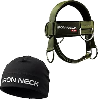 Iron Neck , Versatile Neck Exerciser, Strengthener and Trainer with Adjustable Head and Chin Strap, Portable Head Harness for Weight Lifting, Home and Gym Use | Bundle with Iron Neck Skull Cap