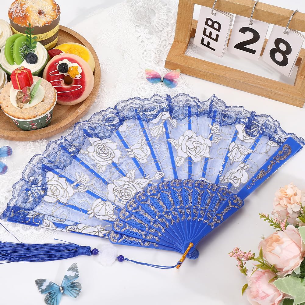 Abanico De Mano Plegable De Encaje Blanco – Vintage Con Borlas, Ideal Para Bodas Y Fiestas