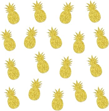 Gold Glitter Pineapple Table Confetti - Tropical Hawaiian Party Decorations 220Pcs, 30g, Cardstock