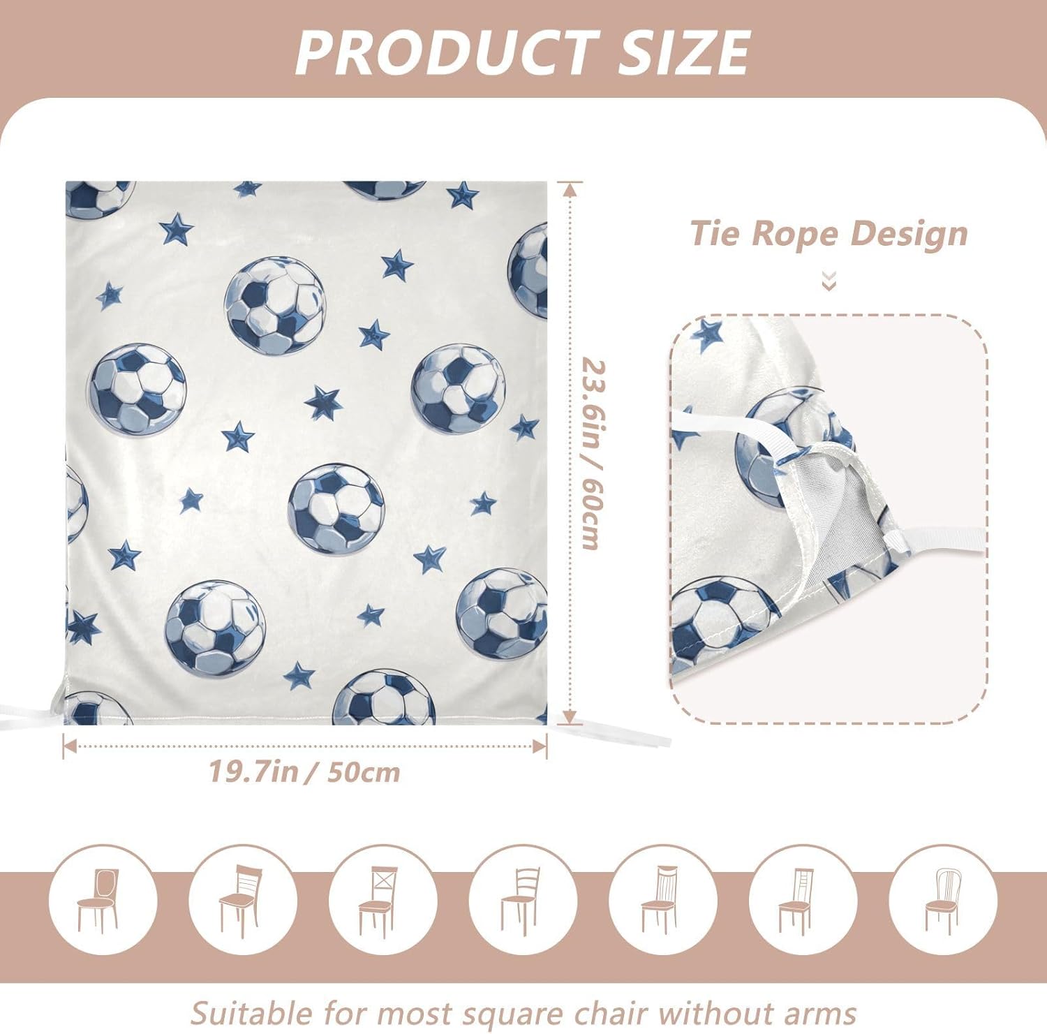 ALAZA Soccer Balls Stars Chair Back Cover Set of 6, Washable Reusable Removable Chair Slipcovers Decorative Chair Cover for Home Kitchen Wedding Party
