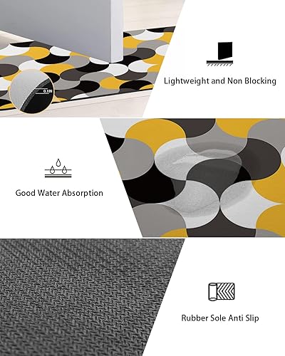 Miniatura 2 de Tapete de baño moderno amarillo para bañera, antideslizante, de secado rápido y absorbente, tierra de diatomeas, cocina, ducha, fregadero, lavable,