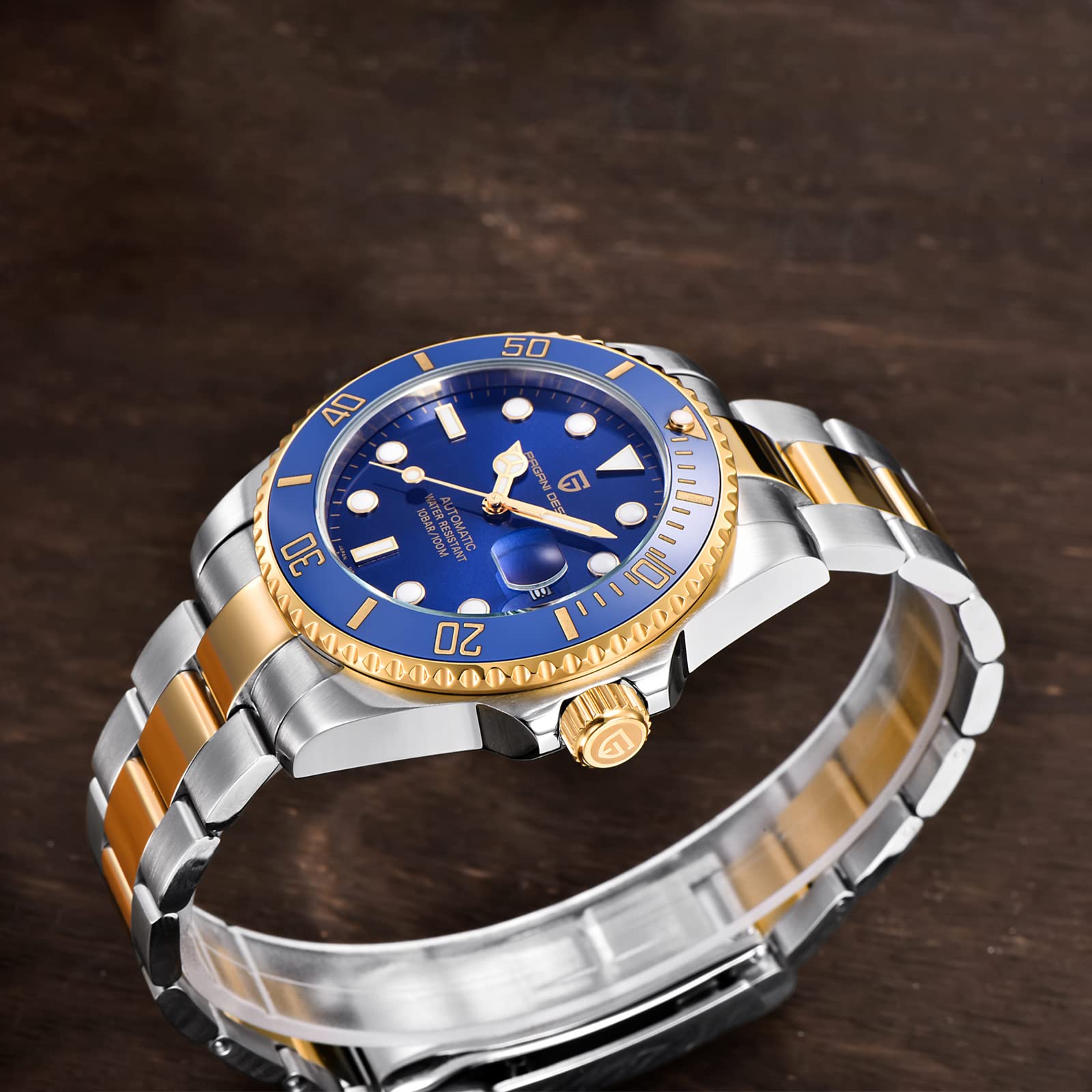 Herrenuhr Pagani Design 42 mm Automatik, Mechanische Uhr, Edelstahl, wasserdichte Taucheruhr